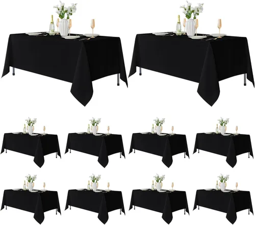 Miniatura 43 de Fitable - Paquete de 6 manteles redondos blancos - 120 pulgadas de diámetro - Manteles resistentes a las manchas y lavables, manteles de poliéster