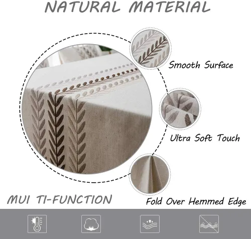 Miniatura 4 de Cotton Linen Striped Tablecloth/Tablecloth with Tassel Grey Rectangle/Oblong 140 x 178 cm