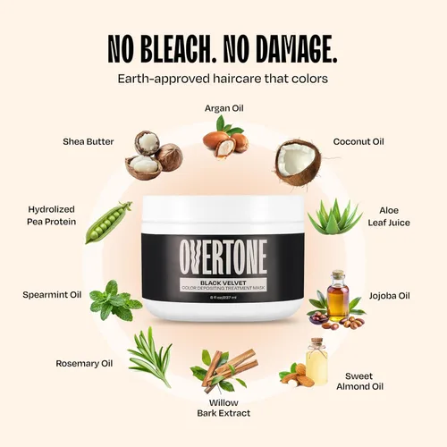 Miniatura 9 de Overtone Acondicionador de Color Semipermanente para el Cabello, Black Velvet, 8 oz, Nutritivo, Sin Daños, Máscara Depositante de Color para Todo