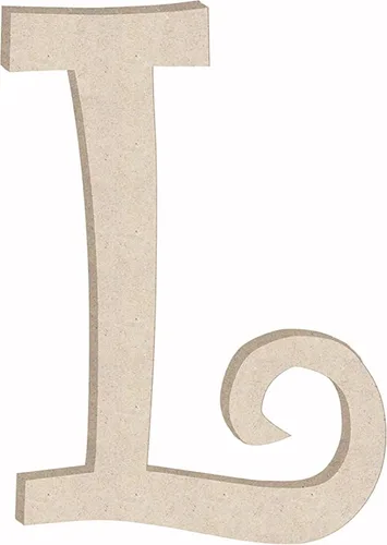 Pequeña letra de madera de 2 pulgadas con forma de letra L para manualidades, decoración de letras sin terminar del alfabeto para niña, forma ABC