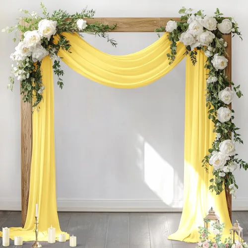 Miniatura 7 de Socomi 2 paneles de tela para arco de boda, 29 pulgadas x 19 pies, cortinas de gasa transparente azul bebé, 6 yardas para decoración de boda