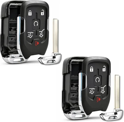 Carcasa de llave inteligente con mando a distancia sin llave compatible con 2014 2015 2016 2017 Chevy Tahoe Suburban / GMC Yukon (HYQ1AA), Juego de 2