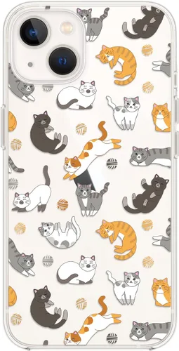 Miniatura 9 de Blingy's Funda para iPhone 14, divertido estilo gato, lindo diseño de animales de dibujos animados, transparente, suave TPU funda protectora