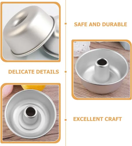 Miniatura 3 de Yardwe Moldes de tubo para hornear mini molde de pastel de ángel, molde redondo de gasa de 4 pulgadas, molde de aluminio para hornear, moldes