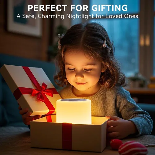 Miniatura 9 de Auxmir Luz nocturna para niños y bebés, lámpara táctil regulable para guardería, 11 colores RGB, 5 brillo, lámpara de mesa recargable portátil