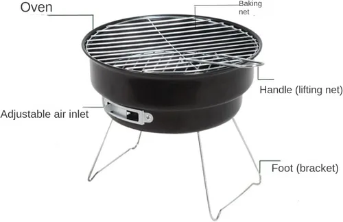Miniatura 6 de Barbacoa de carbón Parrilla al aire libre Barbacoa portátil Charcole Grill Plegable Camping Barbacoa Horno para viajes Parrilla de carbón portátil