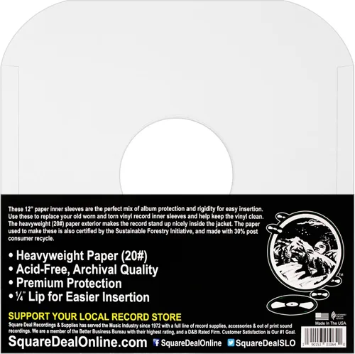 Miniatura 2 de (25) Fundas interiores de papel pesado sin ácidos de calidad de archivo con agujero para discos de vinilo de 12 pulgadas, papel duradero 20# - Fácil