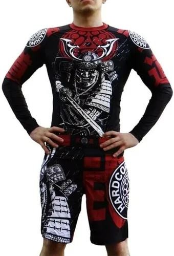 Miniatura 3 de Hardcore Training Camiseta de compresión para hombre, manga larga, Jiu Jitsu, MMA No-Gi, BJJ apretada, capa base de combate