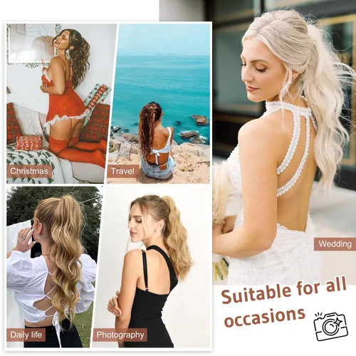 Miniatura 6 de FLUFYMOOZ Extensión de cola de caballo, extensión de cola de caballo con clip de garra de 18 pulgadas, extensiones de cabello ondulado y rizado