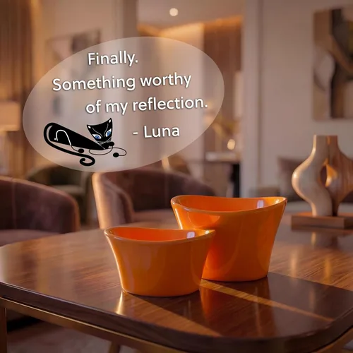 Miniatura 2 de Cuencos elevados para agua para gatos – Cuenco elevado para gatos de interior – Platos para gatos poco profundos con bigotes y cuello – Altura