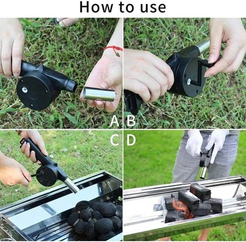 Miniatura 5 de Soplado de aire, materiales metálicos de alta calidad, mini soplador de aire, ligero y portátil, soplador de aire de fuego manual de manivela