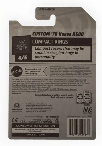 Miniatura 2 de Hot Wheels 2022 - Honda N600 Custom '70 - Compact Kings [Blanco] 141/250