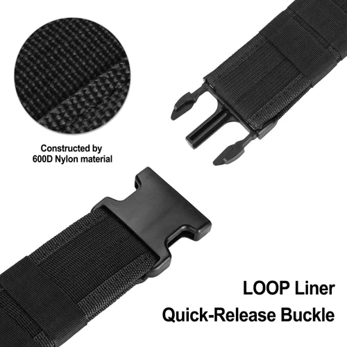 Miniatura 6 de AGPTEK Cinturón táctico de combate de nylon para seguridad policial (negro)