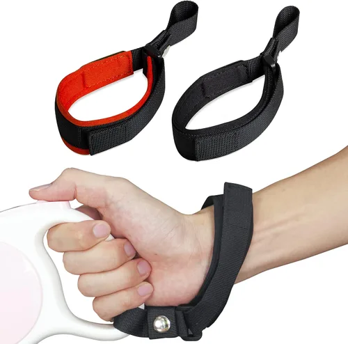Miniatura 11 de Correa de muñeca ajustable manos libres, paquete de 2 correas de muñeca de tela de buceo suave y cómoda correa de perro para correa retráctil