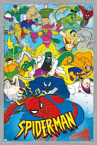 Miniatura 13 de Marvel Comics Spider-Man - Póster animado de pared de los años 90, 34 pulgadas de largo x 22.4 W, versión premium sin marco