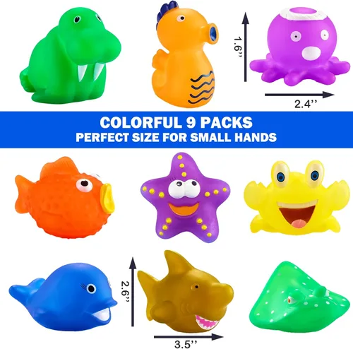 Miniatura 4 de Paquete de 9 juguetes de baño que cambian de color sin agujeros para niños pequeños, bebés, juguetes de mesa de agua que cambian de color, criaturas