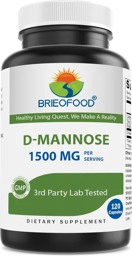 Brieofood Cápsulas de D-manosa - Salud del tracto urinario - 1500 mg por porción - 120 cápsulas
