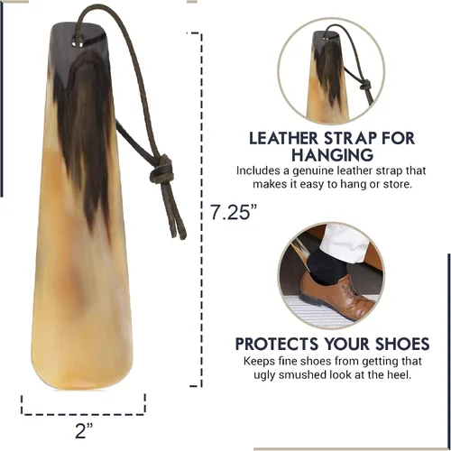 Miniatura 3 de Lucky Franc's Cuerno de zapato de cuerno real. Cuerno de zapato de vestir para hombres. Calzador de cuerno de lujo hecho a mano para uso en el hogar