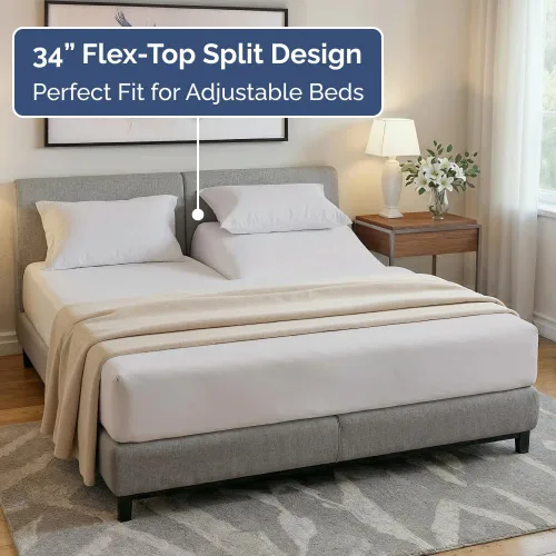 Miniatura 3 de Flex Top - Juego de sábanas de 4 piezas tamaño King con cabeza dividida, ultrasuave, transpirable y refrescante, ropa de cama de lujo de hotel