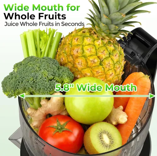 Miniatura 2 de Máquinas Exprimidoras Godspeeds, Conducto de Alimentación Grande de 5.8", Exprimidor Lento de Masticación Prensado en Frío para Frutas y Verduras