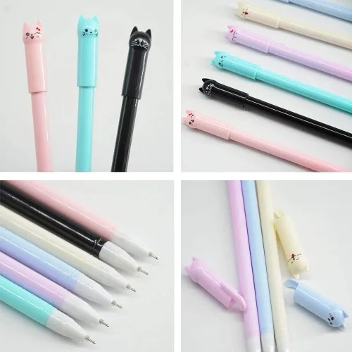 Miniatura 4 de sencoo Lindos bolígrafos kawaii para niñas, bolígrafos de gel de 0.020 in, bolígrafos de gel negros para suministros escolares de oficina (12 gatos)