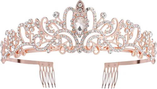 Miniatura 13 de Coronas de tiara de cristal para mujeres y niñas, corona elegante de princesa con peines, diademas para mujeres, nupcial, boda, baile de graduación