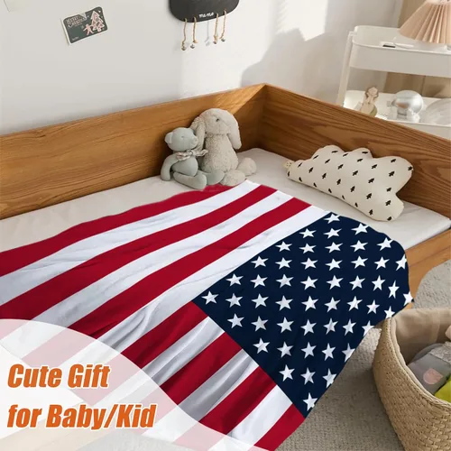 Miniatura 6 de YeeJu Manta de bandera estadounidense para bebé, patriótica para el 4 de julio, Día de los Caídos, 4 de julio, manta de forro polar para niños