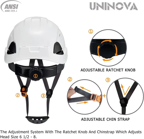 Miniatura 2 de Hard Hat Construction OSHA Safety Helmet 6 Pt Suspension Adjustable Suspension Cascos De Construccion Blanco