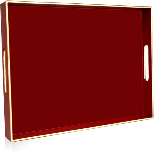 Miniatura 10 de Gifturbo - Bandeja de servir negra, bandejas de servir decorativas de mármol con asas, bandejas rectangulares de plástico para mesa de café otomanas
