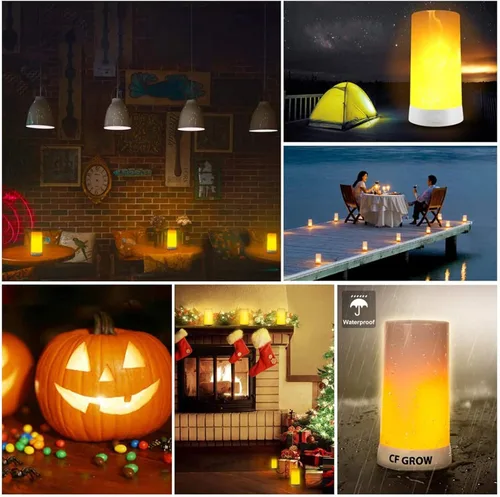 Miniatura 6 de Luz LED con efecto de llama, recargable por USB, lámpara de mesa de llama para exteriores, impermeable, regulable, 4 modos, linterna con efecto