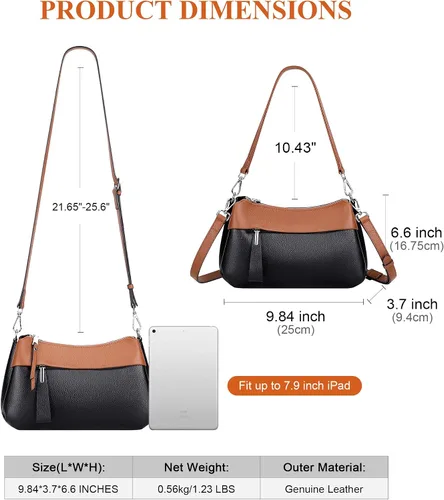 Miniatura 15 de Over Earth Genuine Leather Crossbody Bags for Women Small Hobo Handbags Shoulder Purses with 2 Detachable Straps