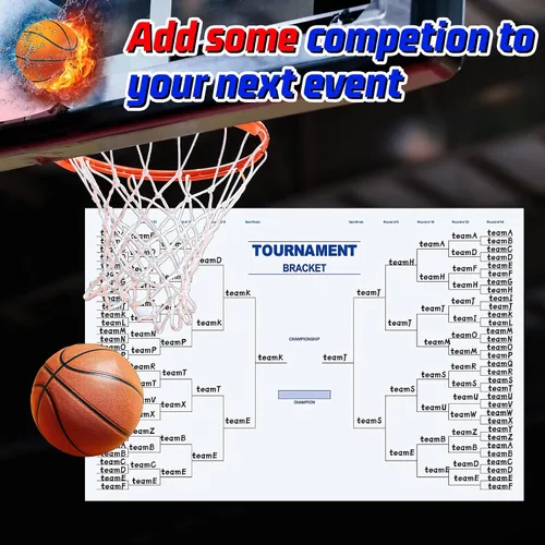 Miniatura 7 de Pasimy Tablero de soporte de torneo de baloncesto para 64 equipos, 24 x 36 pulgadas, reutilizable, para equipo deportivo, borrado en seco, en blanco
