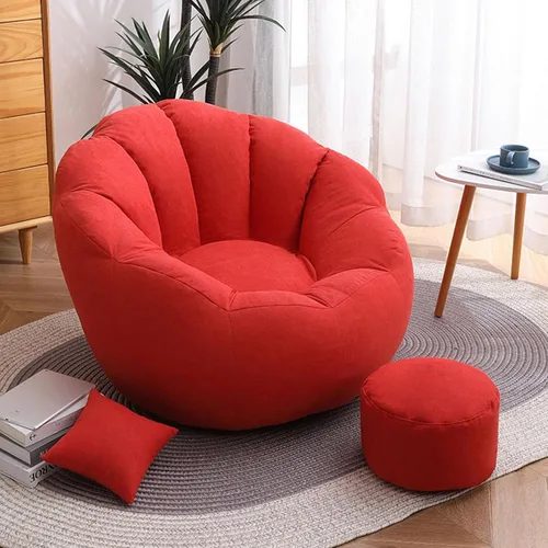 Sofá perezoso multicolor, (sin rellenos) de algodón con forma de flor de sol, muebles relajantes para decorar tu casa, rojo, mediano