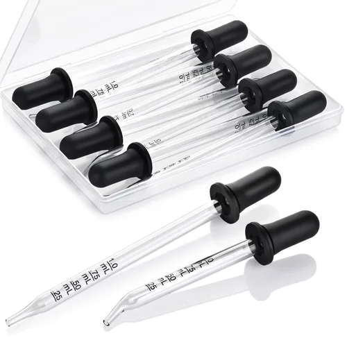 Miniatura 9 de Herain Cuentagotas de Vidrio, Cuentagotas para Oídos y Ojos - Puntas Curvas y Rectas, Cuentagotas de 1ml para Aceites Esenciales, Laboratorio