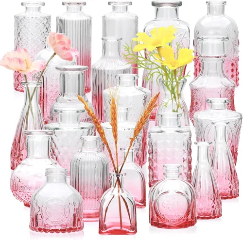 Miniatura 11 de Juego de jarrones de flores negros, jarrón de cristal a granel juego de 8, mini jarrones de sabor artístico y cultural para decoración de oficina