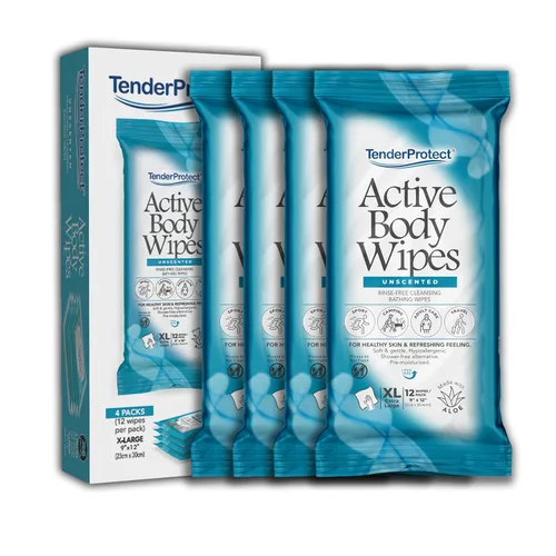 Miniatura 2 de TenderProtect Active Body Wipes, extra grande, sin enjuague, para adultos, 9 x 12 pulgadas, extra grande, aloe, sin enjuague, paño de baño