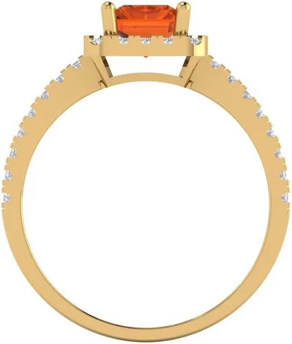 Miniatura 4 de Anillo solitario de corte esmeralda brillante de 1,79 quilates con acento impecable, ideal VVS1 de imitación de rubí rojo, compromiso