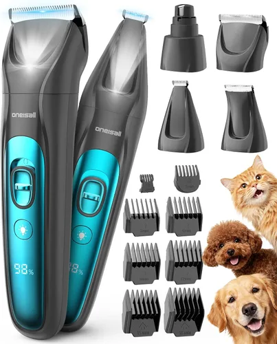 Miniatura 10 de Cortaúñas para perros con luz LED oneisall, kit de aseo para perros inalámbrico 2 en 1, cortaúñas para mascotas de 2000mAh, recortador de patas