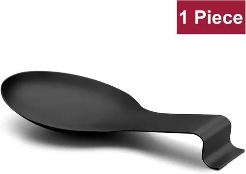 Miniatura 2 de E-far - Soporte para cuchara de acero inoxidable negro mate, soporte para espátula para estufa de cocina, tamaño grande y apto para lavavajillas