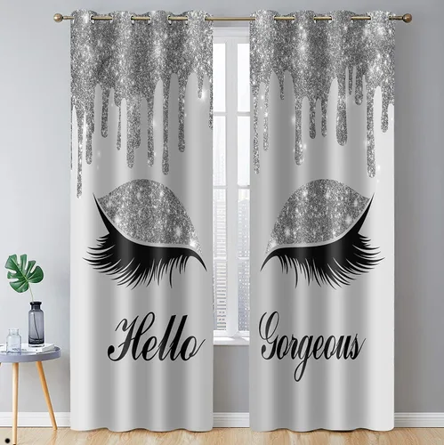 Miniatura 42 de Hello Gorgeous - Cortina de pestañas de unicornio, para oscurecer la habitación, con aislamiento térmico, con ojales, para decoración de dormitorio