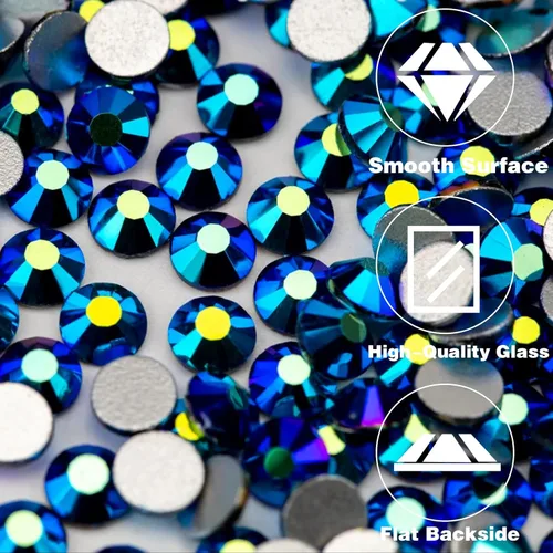 Miniatura 8 de NAISKA Juego de 800 diamantes de imitación para arte de uñas, diamantes de imitación coloridos con parte trasera plana, gemas de diamantes