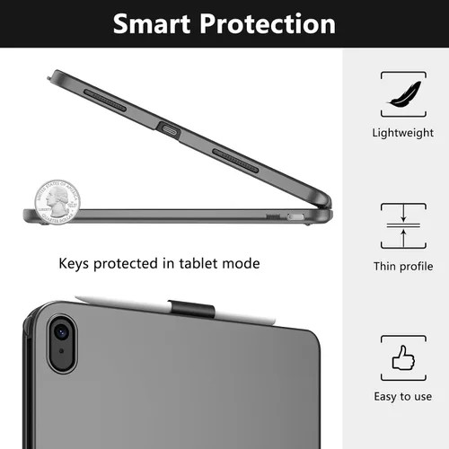 Miniatura 3 de TQQ Funda Touch para iPad (A16) de 11ª generación con teclado (11 pulgadas, 2025) y 10ª generación (10.9 pulgadas, 2022) – 360° giratorio, delgado