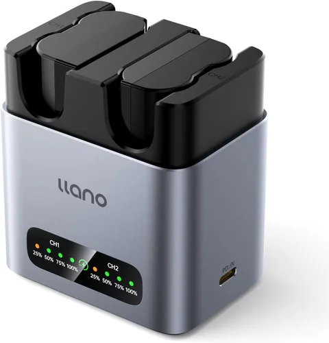 llano Paquete de 2 baterías EN-EL25 de 1350 mAh y cargador rápido de 20 W para Nikon Z50 II, Z50, Z30, ZFC, cuerpo de aleación de aluminio de