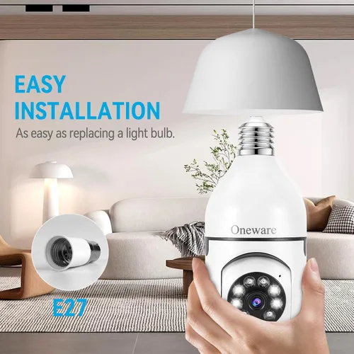 Miniatura 2 de Foco cámara de seguridad HD Pan Tilt inalámbrico 360 grados reflector visión nocturna 5Ghz con reflector detección de movimiento humano y alarma