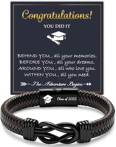 Miniatura 23 de Gifts for Men Infinity Leather Bracelet for Dad New Daddy Husband Boyfriend Son Grandson Brother Nephew Uncle Brown Braided Engraved Leather Jewelry
