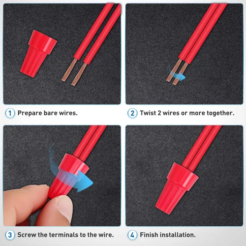 Miniatura 3 de Nilight Kit de conectores de cable rojo de 100 piezas, tapas de cable eléctrico de 14-12 AWG, inserto aislante, terminal de cable eléctrico