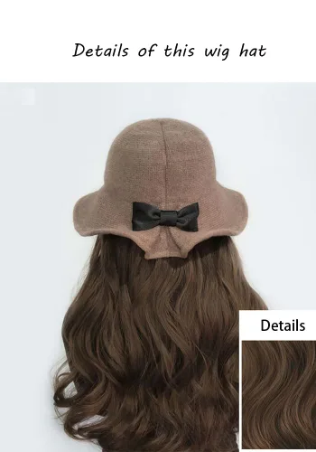 Miniatura 5 de Sombrero con extensión de cabello peinado largo ondulado para mujeres y niñas