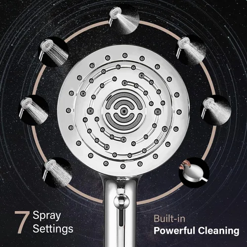 Miniatura 3 de Filtered Shower Head 7 Spray Mode High Pressure Shower Head with Handheld Water Softener Filters Beads,79" Long Hose,Built-in Power Wash Mode