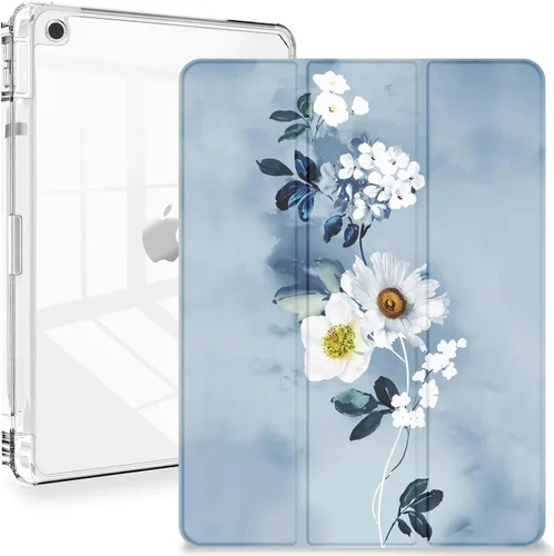 Miniatura 13 de Feams Funda para iPad de 9ª generación, funda triple para iPad 10.2, cubierta trasera transparente con soporte para lápiz y apagado Ángel
