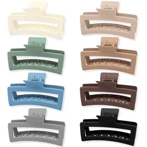 Miniatura 9 de 8 pinzas para el cabello cuadradas extra grandes de 5 pulgadas, pinzas rectangulares mate para mujeres y niñas, pinzas de sujeción fuerte XL jumbo